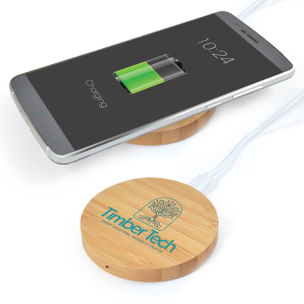 Arc Round Bamboo Wireless Charger [2-LL0220]