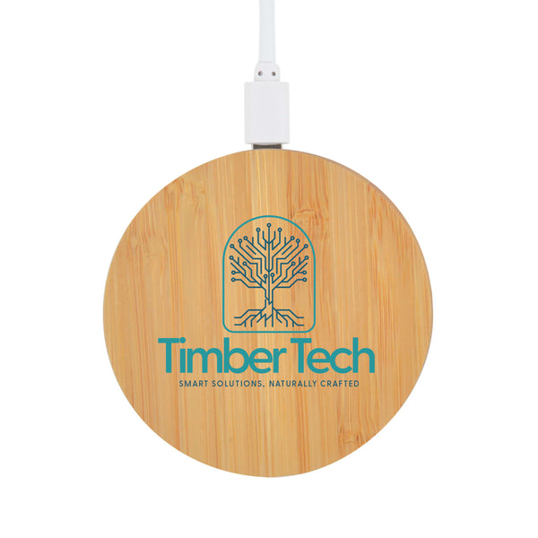 Arc Round Bamboo Wireless Charger [2-LL0220]