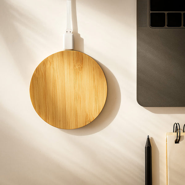 Arc Round Bamboo Wireless Charger [2-LL0220]