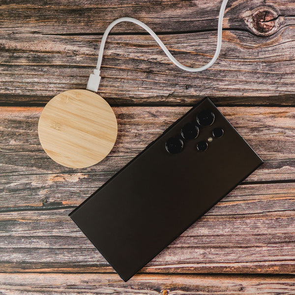 Arc Round Bamboo Wireless Charger [2-LL0220]