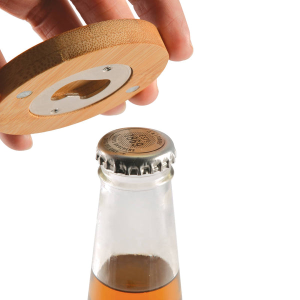 Discus Bamboo Bottle Opener Coaster [2-LL4998]