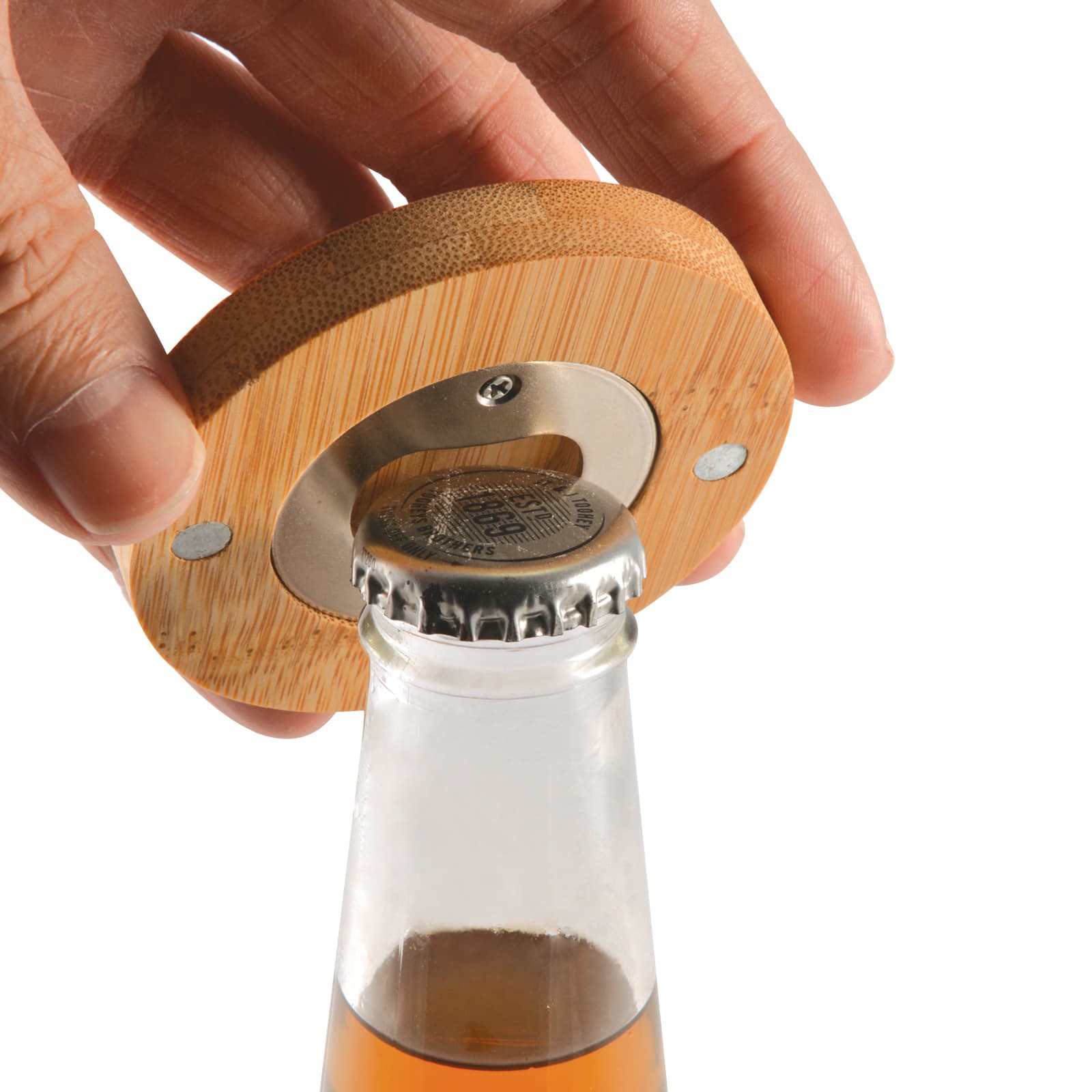 Discus Bamboo Bottle Opener Coaster [2-LL4998]