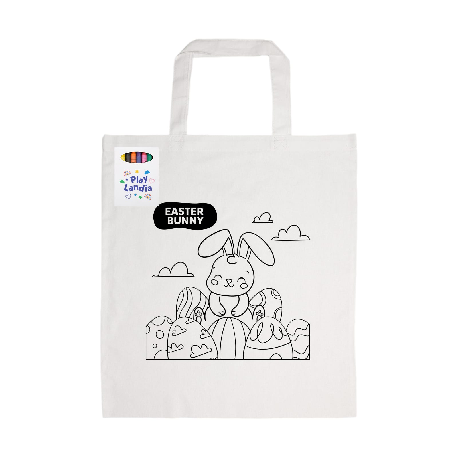 Colouring Short Handle Cotton Bag  Crayons [2-LL5520]