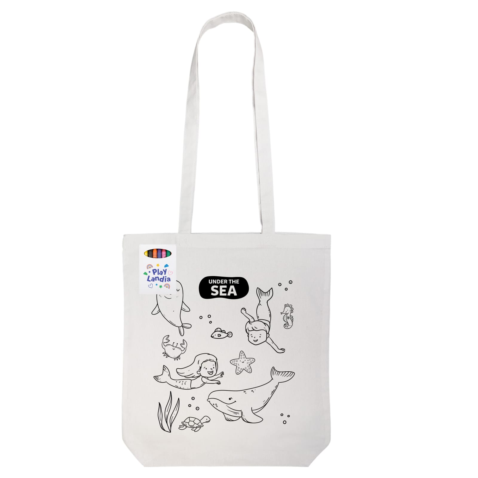 Colouring Long Handle Cotton Bag  Crayons [2-LL5521]