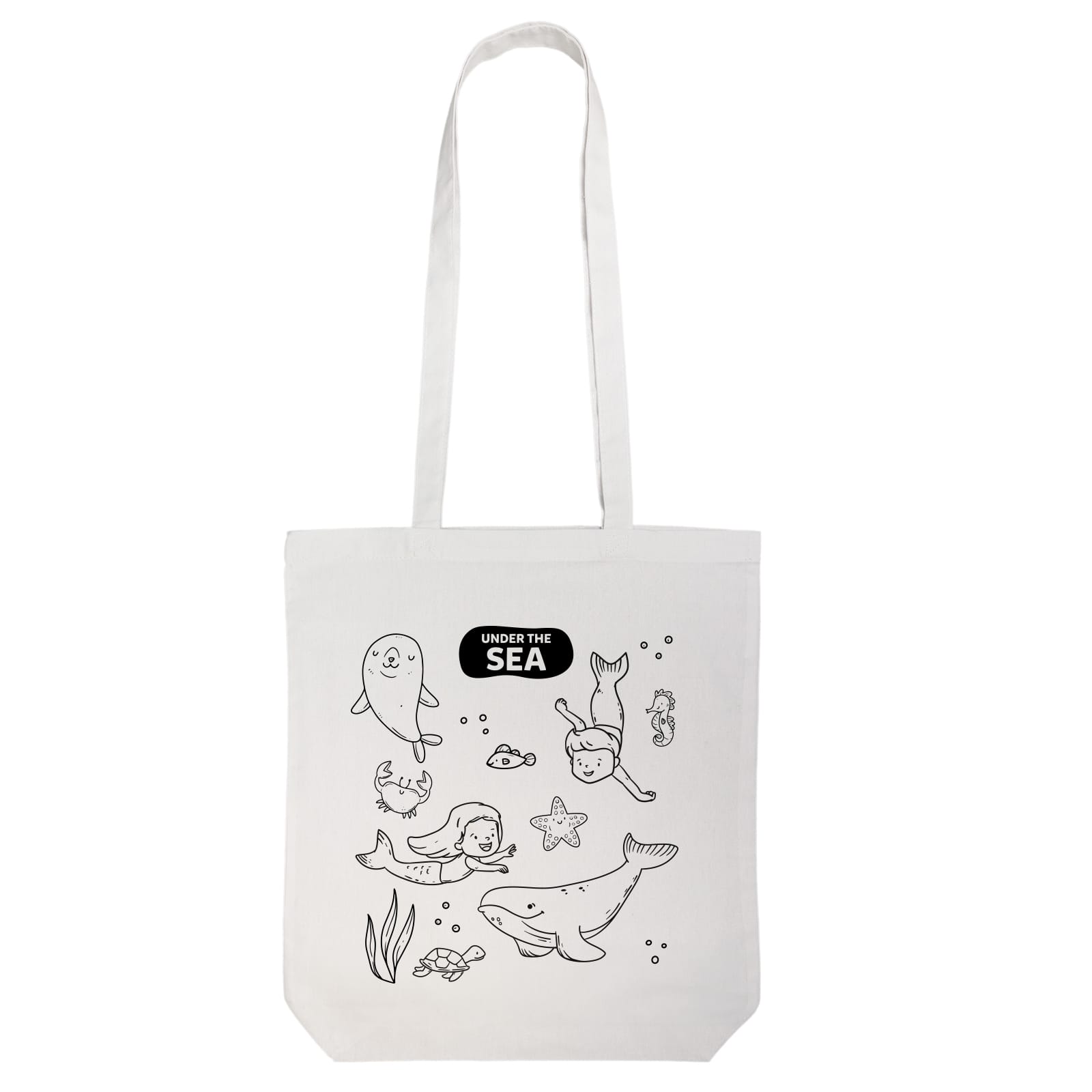 Colouring Long Handle Cotton Bag  Crayons [2-LL5521]