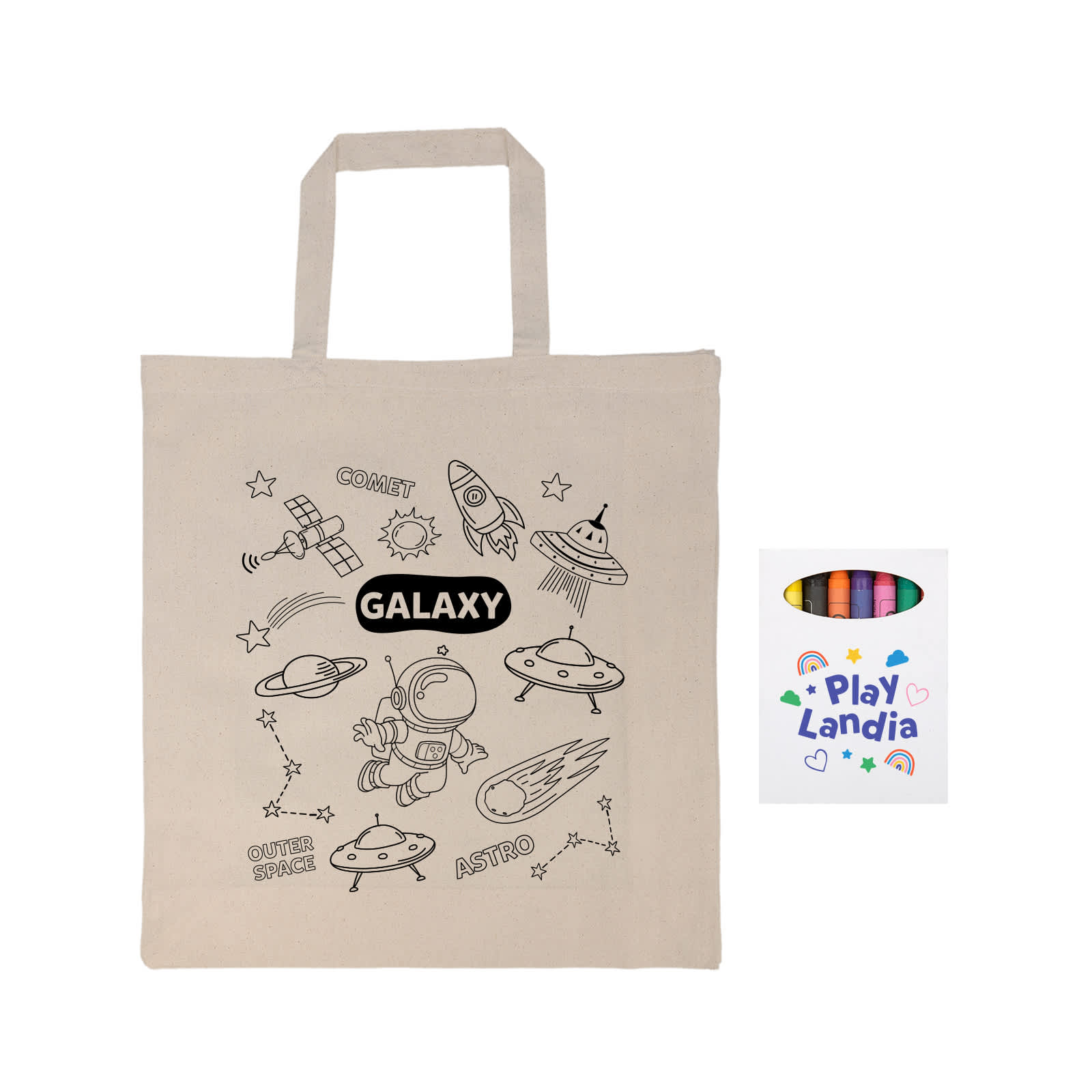 Colouring Short Handle Calico Bag  Crayons [2-LL5522]