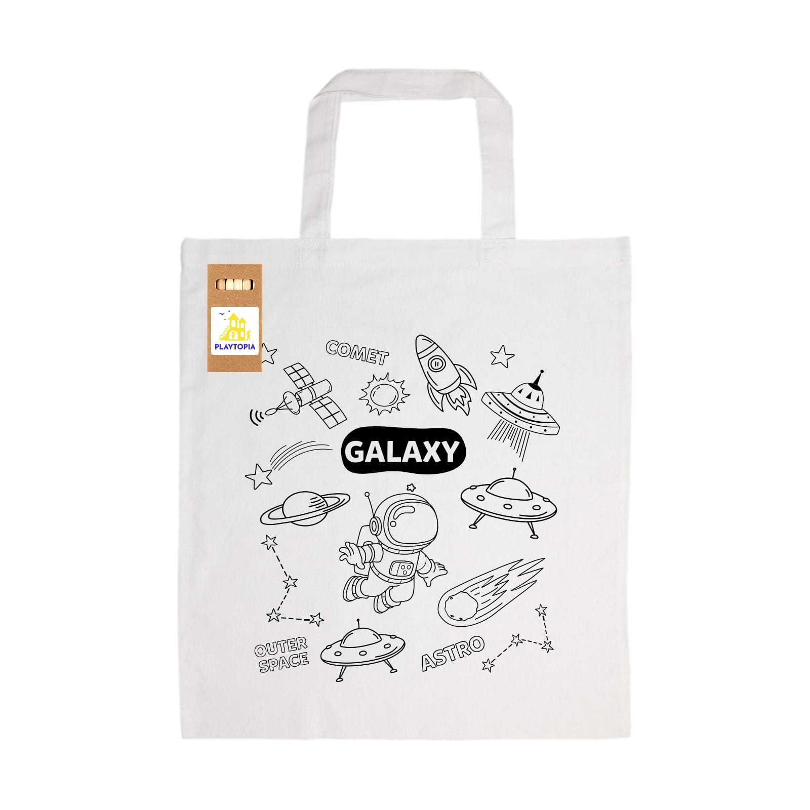 Colouring Short Handle Cotton Bag  Pencils [2-LL5523]