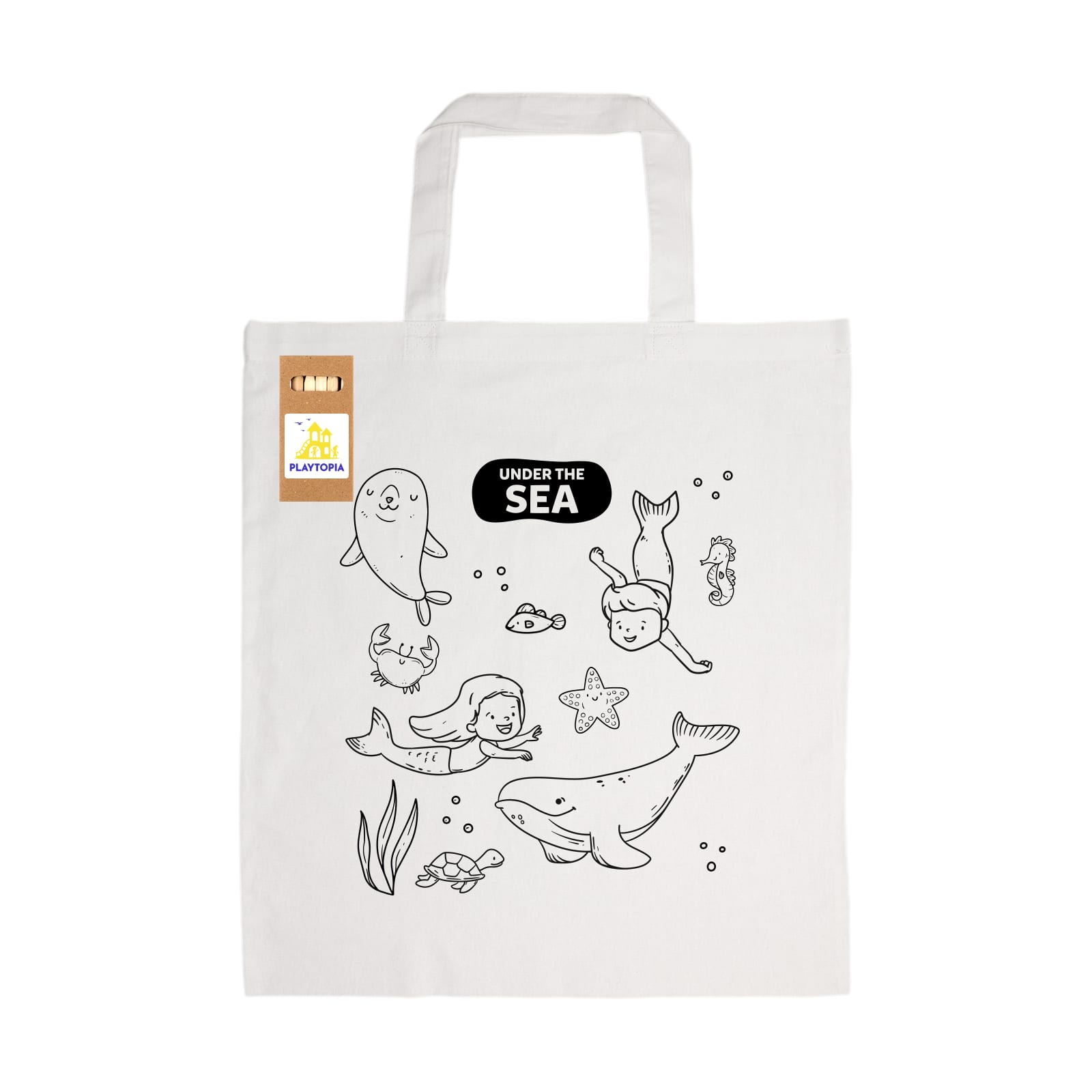Colouring Short Handle Cotton Bag  Pencils [2-LL5523]