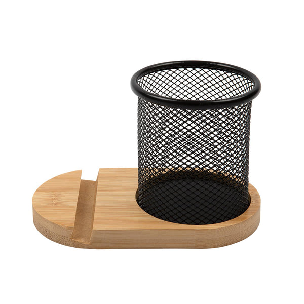 Bamboo Pen Tidy Phone Stand [2-LL8200]