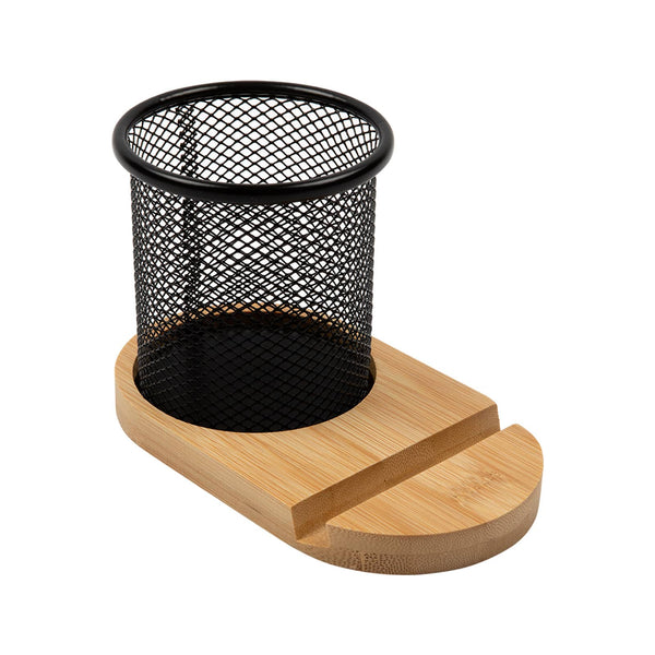 Bamboo Pen Tidy Phone Stand [2-LL8200]