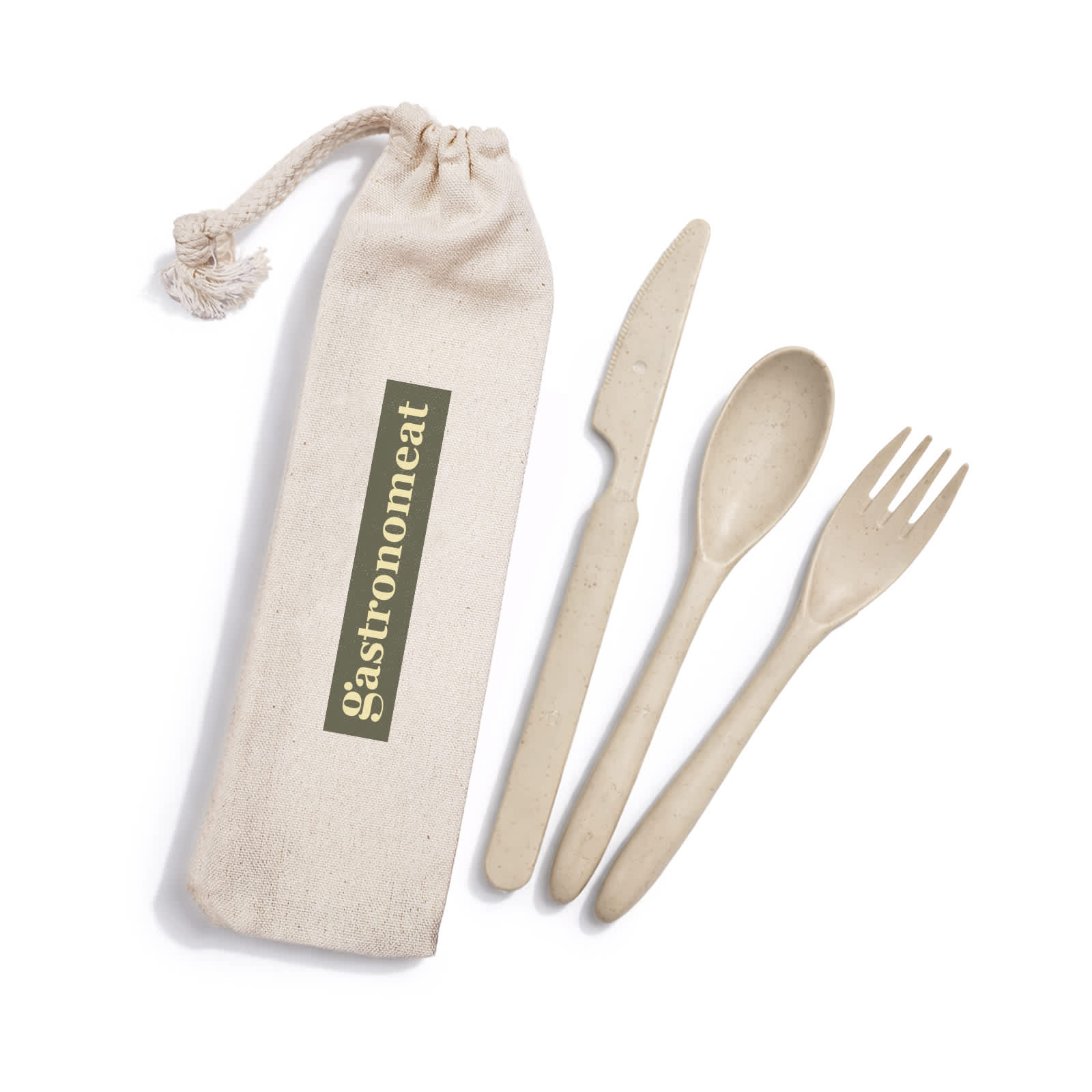 Delish Eco Cutlery Set in Calico Pouch [2-LL8790]