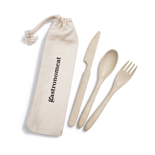 Delish Eco Cutlery Set in Calico Pouch [2-LL8790]