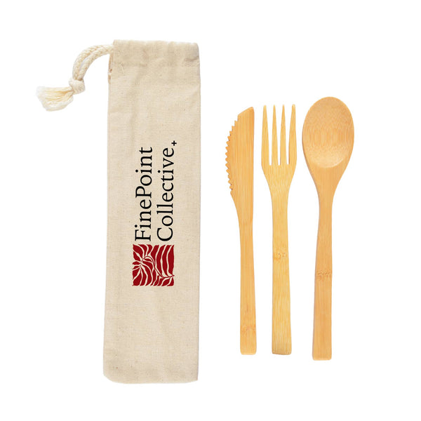 Miso Bamboo Cutlery Set in Calico Pouch [2-LL8794]