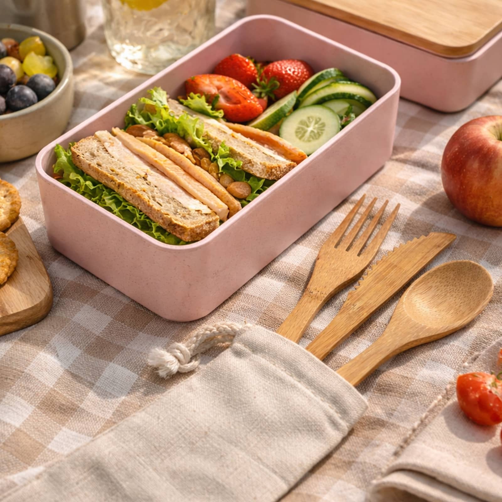 Miso Bamboo Cutlery Set in Calico Pouch [2-LL8794]