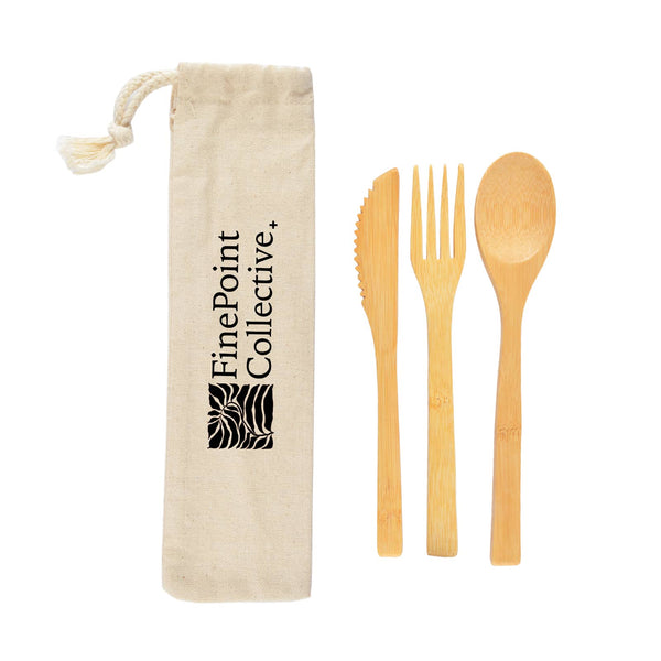 Miso Bamboo Cutlery Set in Calico Pouch [2-LL8794]