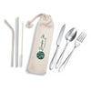 Banquet Stainless Steel Cutlery  Straw Set in Calico Pouch [2-LL8800]