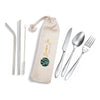 Banquet Stainless Steel Cutlery  Straw Set in Calico Pouch [2-LL8800]