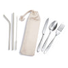 Banquet Stainless Steel Cutlery  Straw Set in Calico Pouch [2-LL8800]