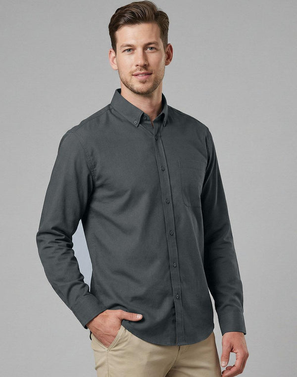 Mens Smart Casual Cotton Blend L/S Shirt [53-M7009L]