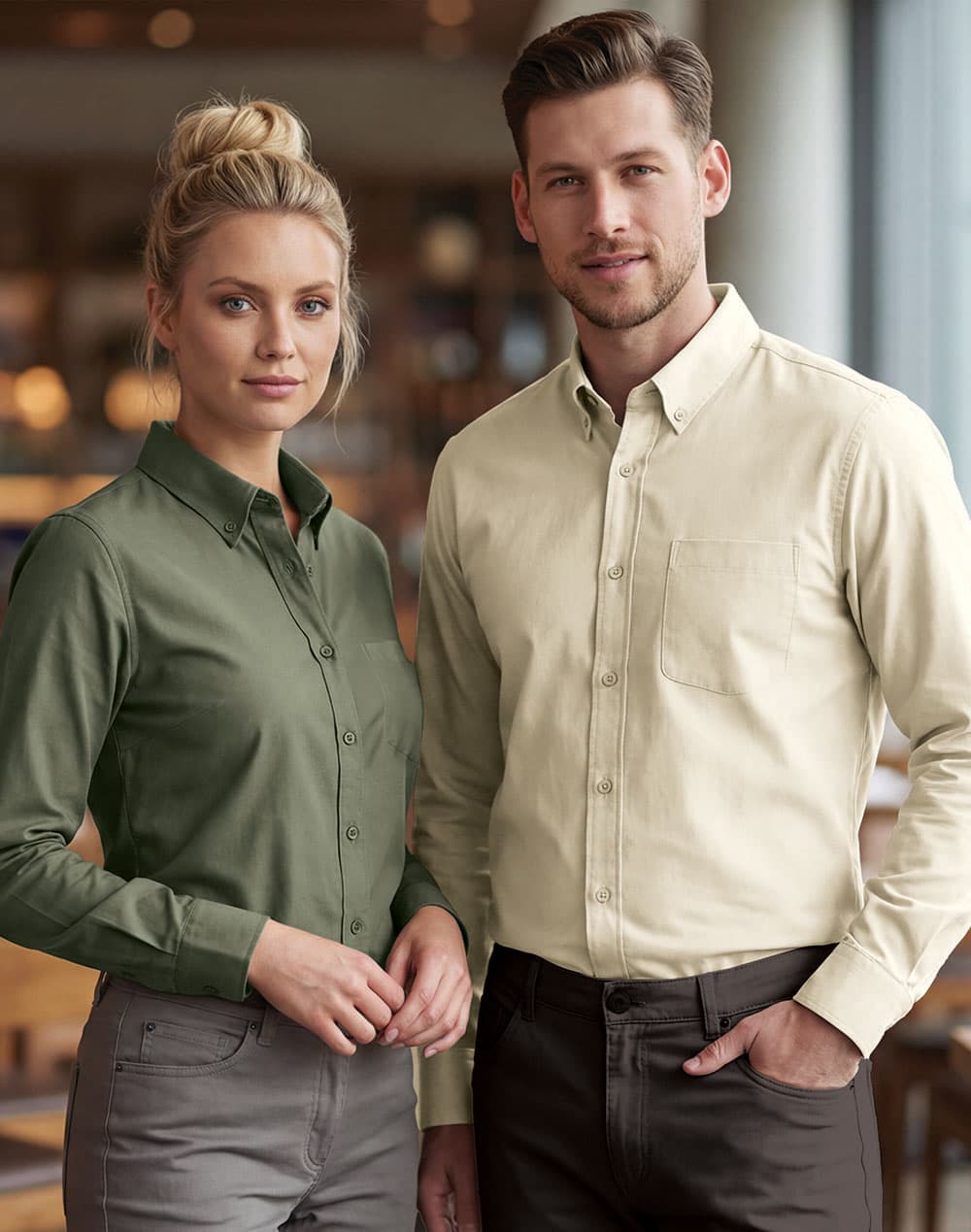 Mens Smart Casual Cotton Blend L/S Shirt [53-M7009L]