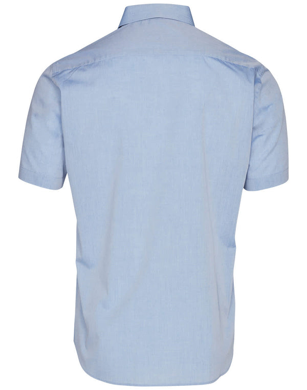 Mens Fine Chambray Short Sleeve Shirt [53-M7011]