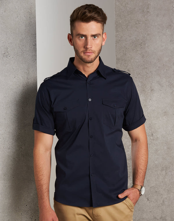 Mens Short Sleeve Military Shirt [53-M7911]