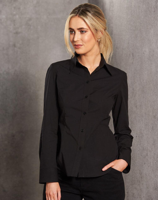 Womens Cotton/Poly Stretch Long Sleeve Shirt [53-M8020L]