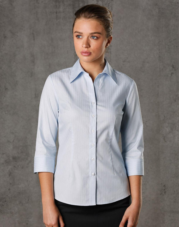 Womens Self Stripe 3/4 Sleeve Shirt [53-M8100Q]