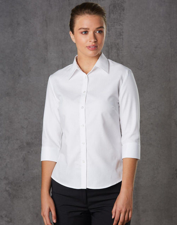 Womens Mini Herringbone 3/4 Sleeve Shirt [53-M8113]