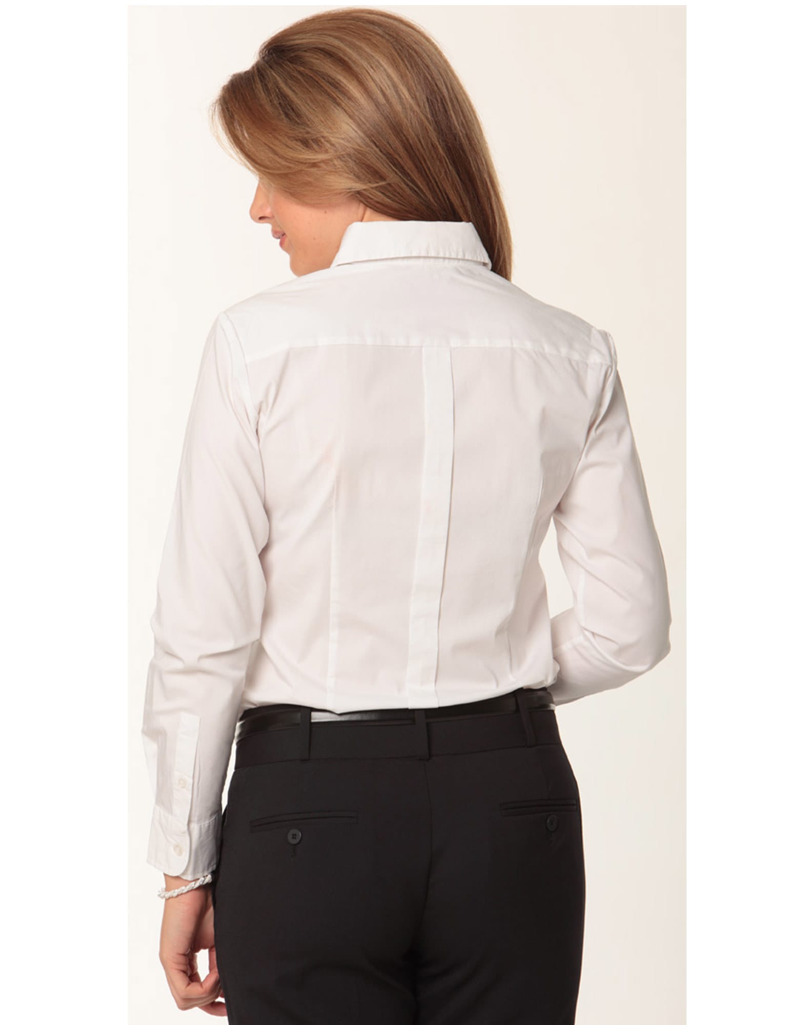 Womens Stretch Tuck Front Long Sleeve Shirt [53-M8192]