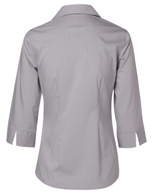 Womens Ticking Stripe 3/4 Sleeve Shirt [53-M8200Q]