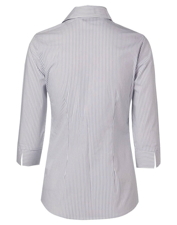 Womens Ticking Stripe 3/4 Sleeve Shirt [53-M8200Q]