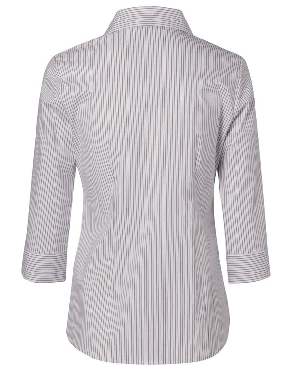 Womens Ticking Stripe 3/4 Sleeve Shirt [53-M8200Q]