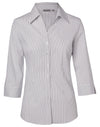 Womens Ticking Stripe 3/4 Sleeve Shirt [53-M8200Q]