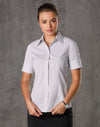 Womens Ticking Stripe Short Sleeve Shirt [53-M8200S]