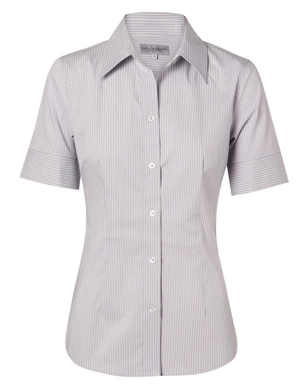 Womens Ticking Stripe Short Sleeve Shirt [53-M8200S]