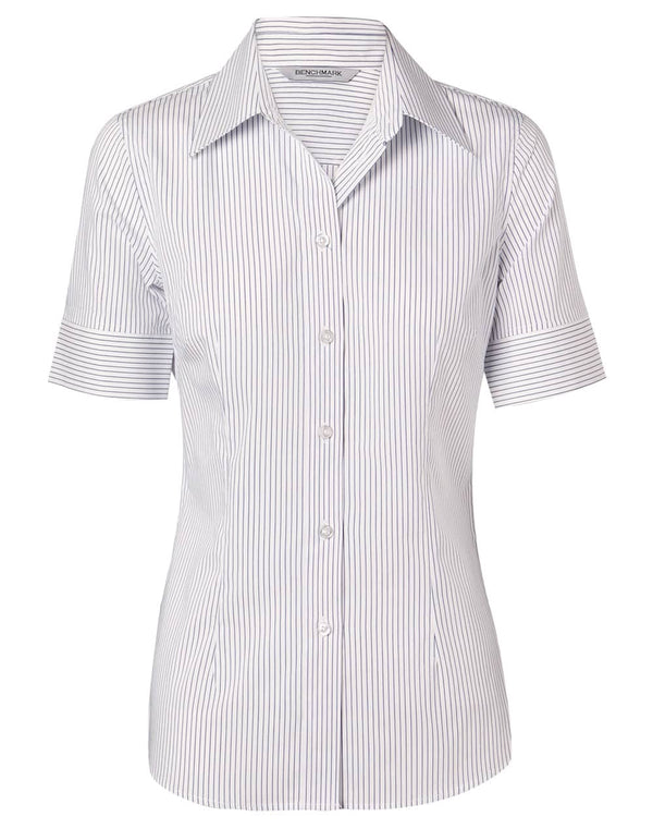 Womens Ticking Stripe Short Sleeve Shirt [53-M8200S]