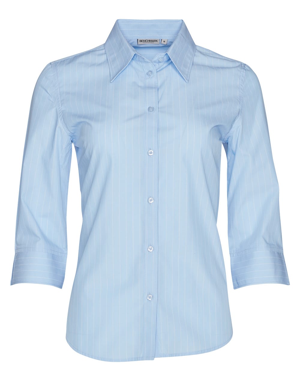 Womens Pin Stripe 3/4 Sleeve Shirt [53-M8223]