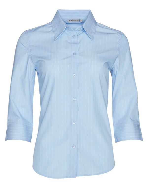 Womens Pin Stripe 3/4 Sleeve Shirt [53-M8223]