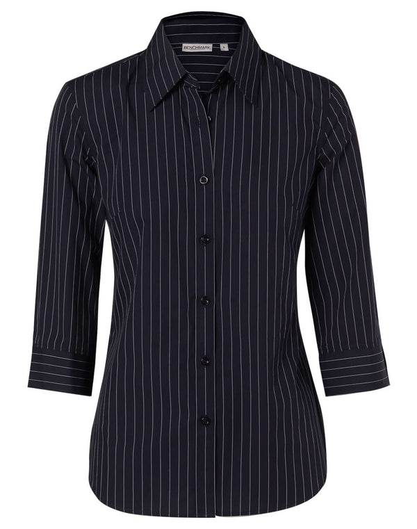 Womens Pin Stripe 3/4 Sleeve Shirt [53-M8223]