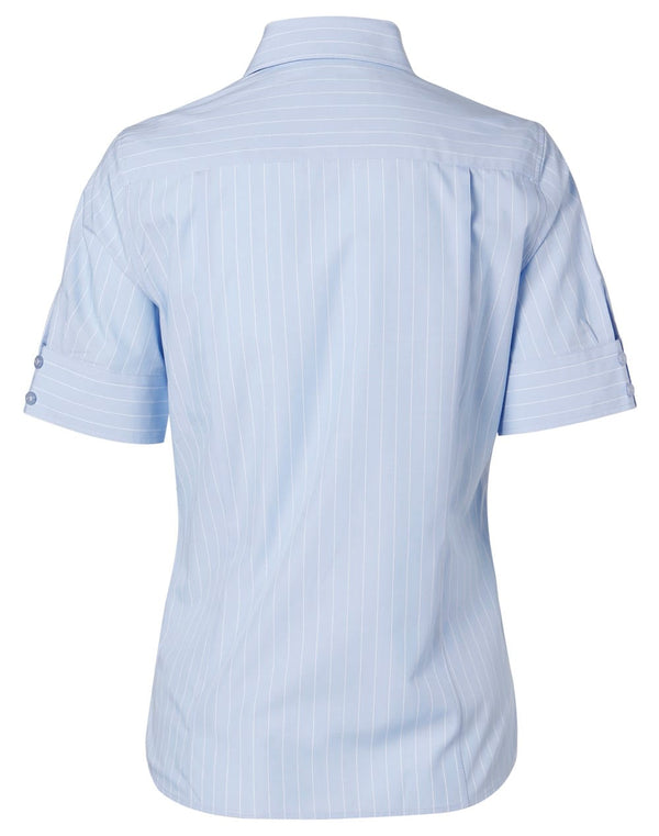 Womens Pin Stripe Short Sleeve Shirt [53-M8224]