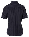 Womens Pin Stripe Short Sleeve Shirt [53-M8224]