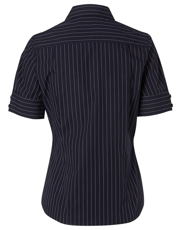 Womens Pin Stripe Short Sleeve Shirt [53-M8224]