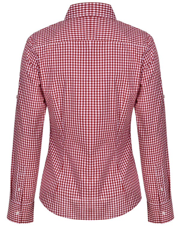 Womens Gingham Check Rollup L/S Shirt [53-M8300L]