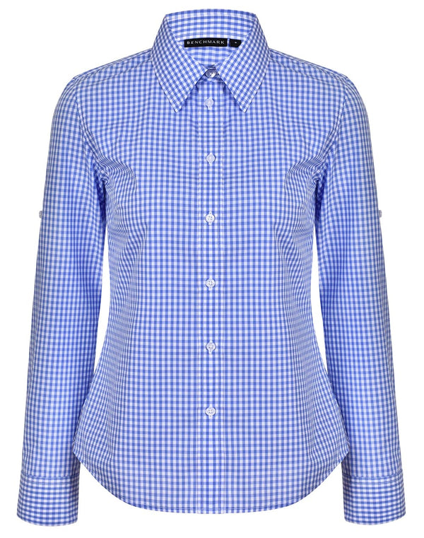Womens Gingham Check Rollup L/S Shirt [53-M8300L]