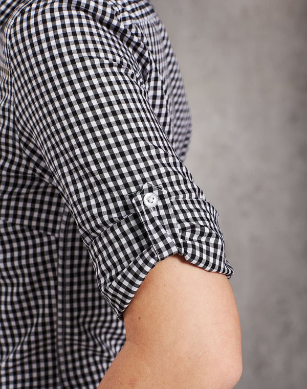Womens Gingham Check Rollup L/S Shirt [53-M8300L]