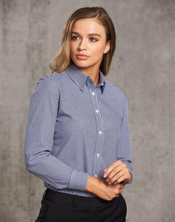 Ladies Multi Tone Check Long Sleeve Shirt [53-M8320L]