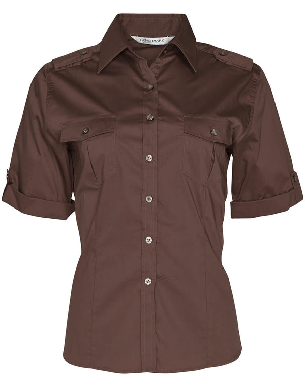 Womens Short Sleeve Military Shirt [53-M8911]