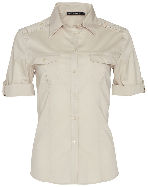 Womens Short Sleeve Military Shirt [53-M8911]