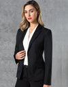Ladies Wool Blend Stretch One Button Cropped Jacket [53-M9201]